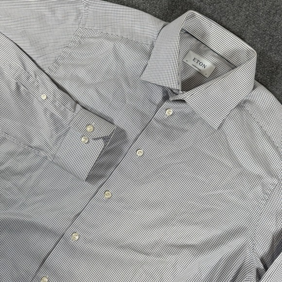 Etón Other - Eton Dress Shirt Men's 43/17 XL White Blue Check Contemporary Fit Long Sleeve